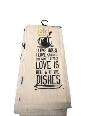 Three Girls and a Wish Funny Help With Dishes Towel Set of 2 NWT